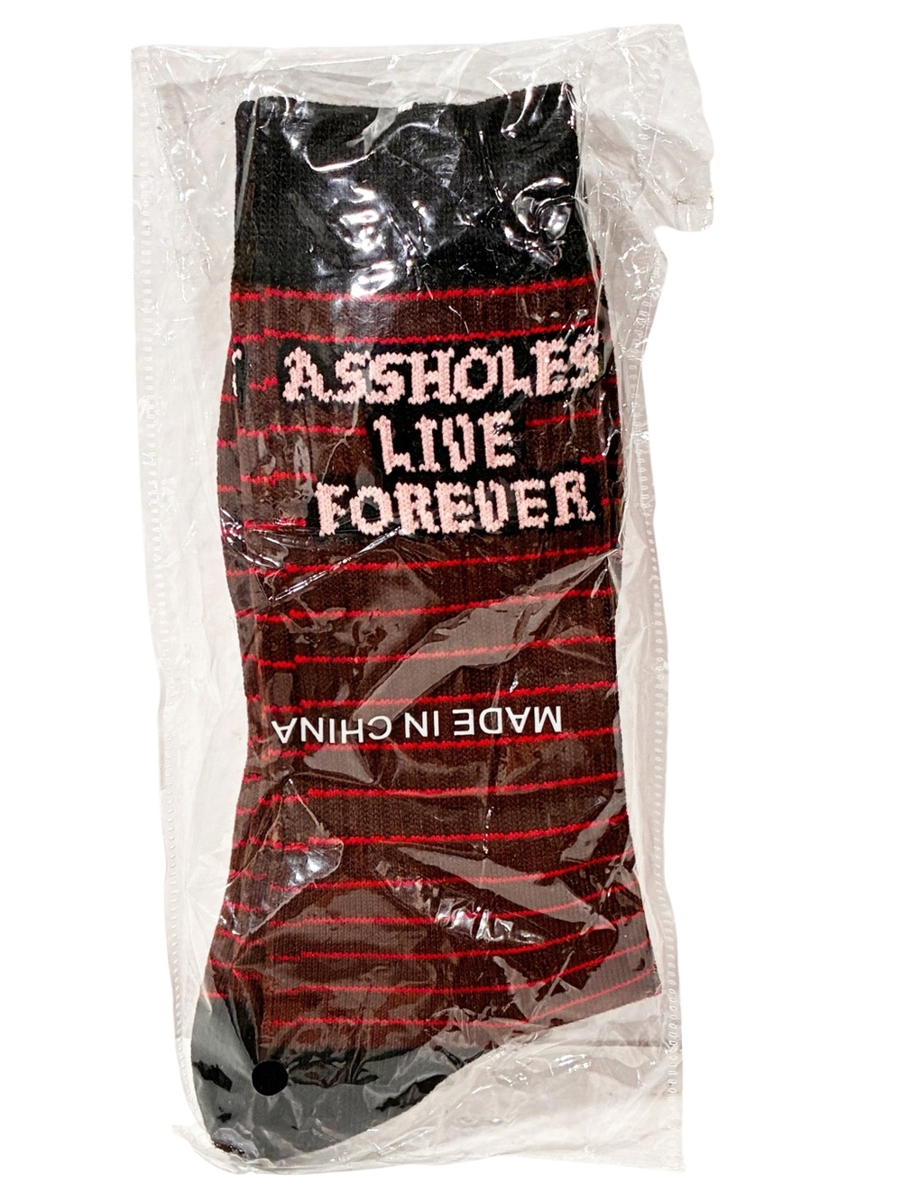 A*sholes Live Forever Striped Socks NEW Unisex